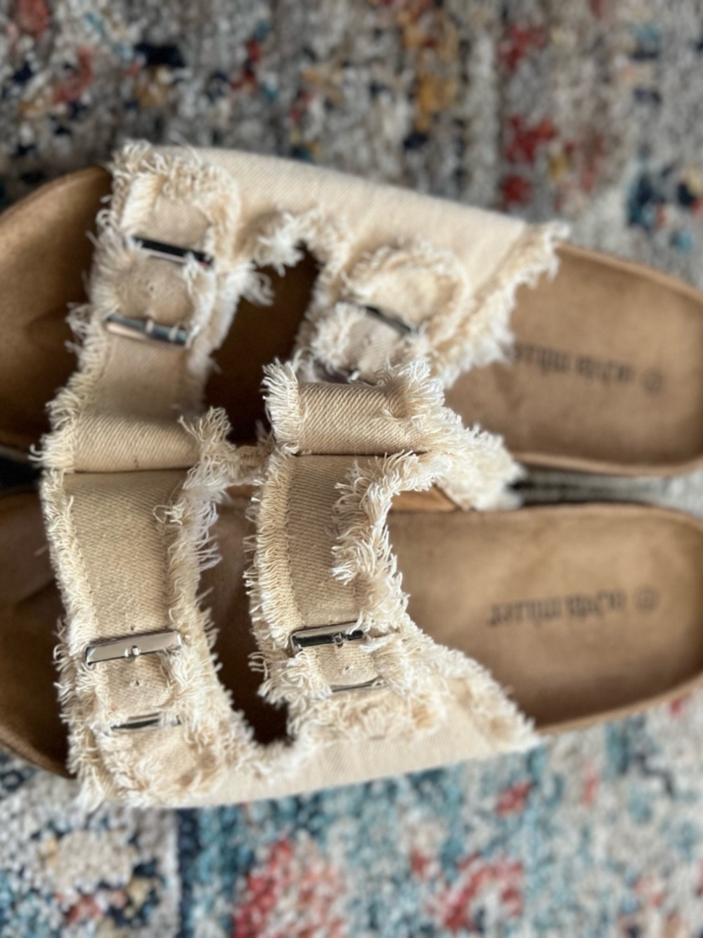 Olivia Miller Frayed Double-Buckle Slide Sandals - Women’s Size 10 - Picture 2 of 6